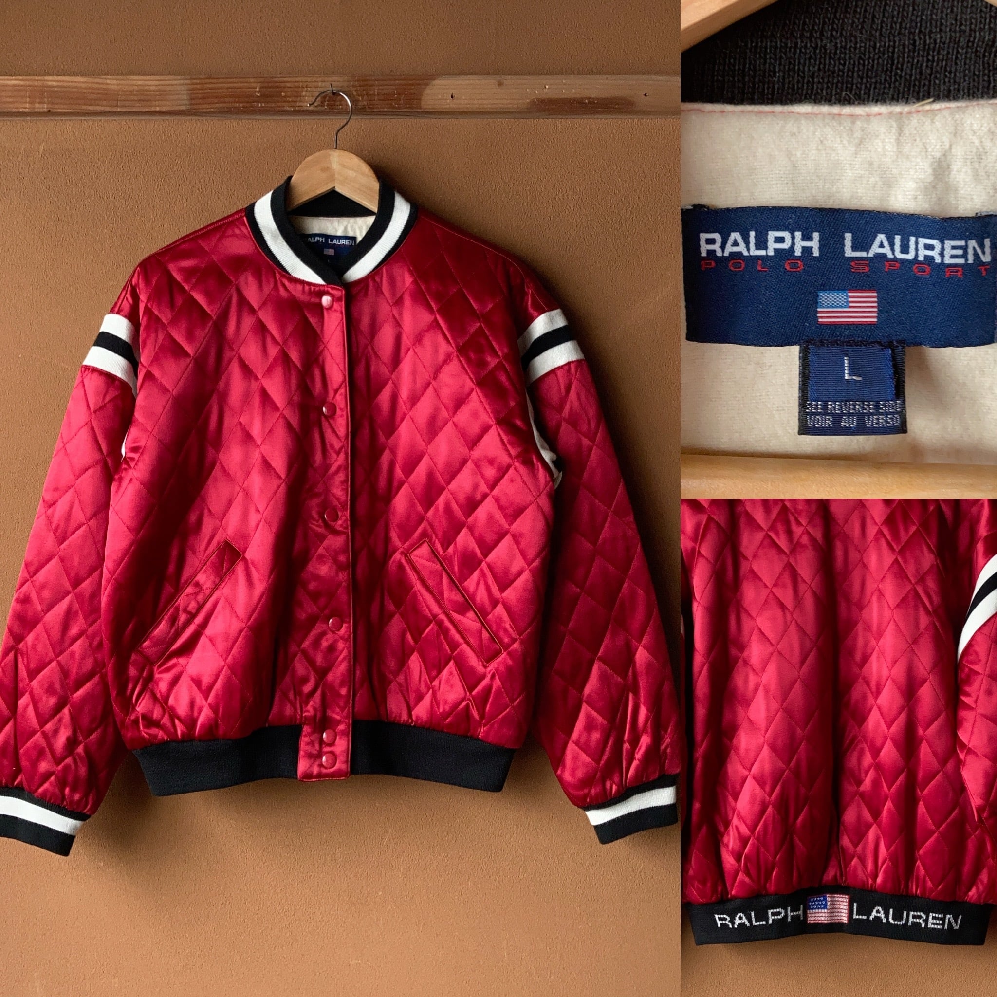 90's POLO SPORT by RALPH LAUREN キルティングサテンスタジャン USA製