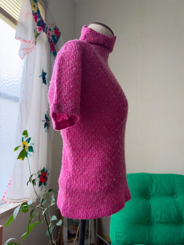 90s-00s USA Made Mohair Knit Short Sleeve Turtleneck