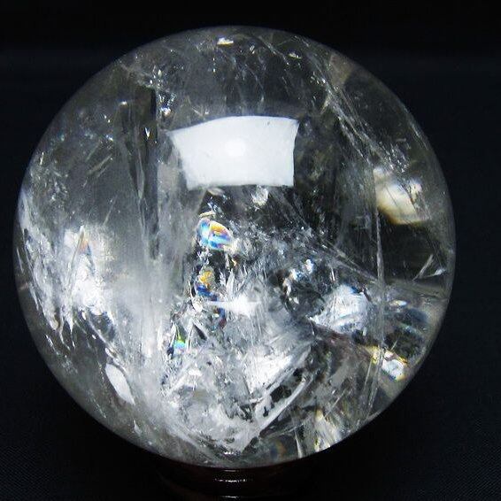 水晶 丸玉 虹入り 75mm スフィア 置物 水晶玉 一点物 151-8749