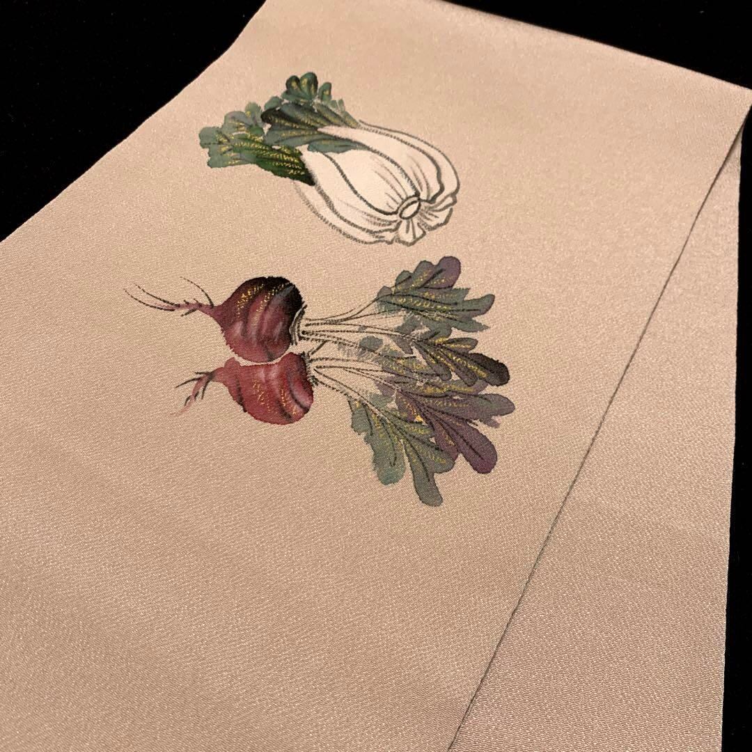 3-41 リサイクル 開き名古屋帯 着物 美品 縮緬 カブ模様-