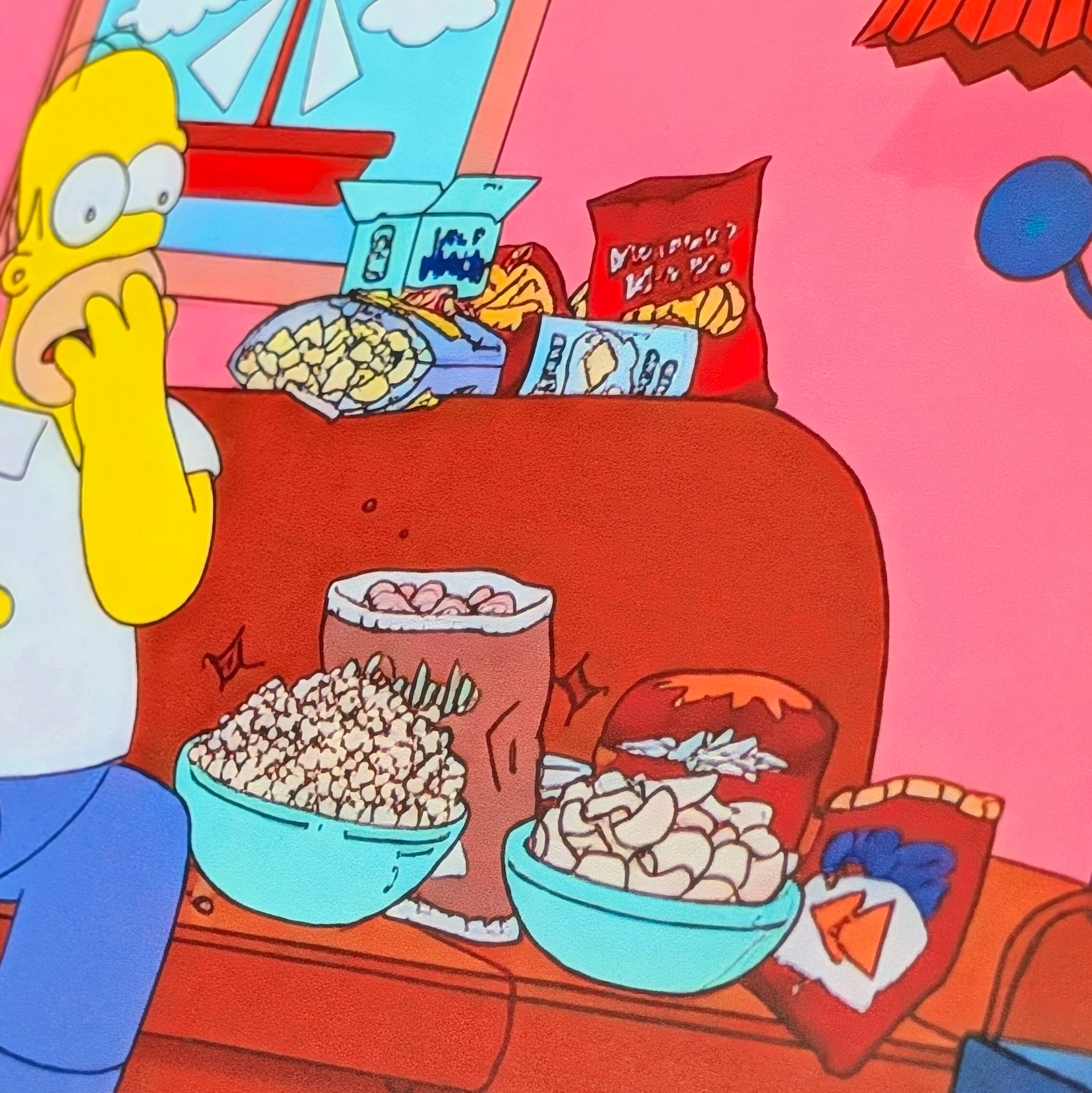 送料無料！ちょうどいいブリキ看板【 The Simpsons （ シンプソンズ ）】『 ホーマー幸せお菓子フォーメーション(笑) 』 METAL SIGN / メタルサイン / ブリキ看板 / サインボード / ビンテージ加工 〚アメリカン雑貨 アメトイ〛