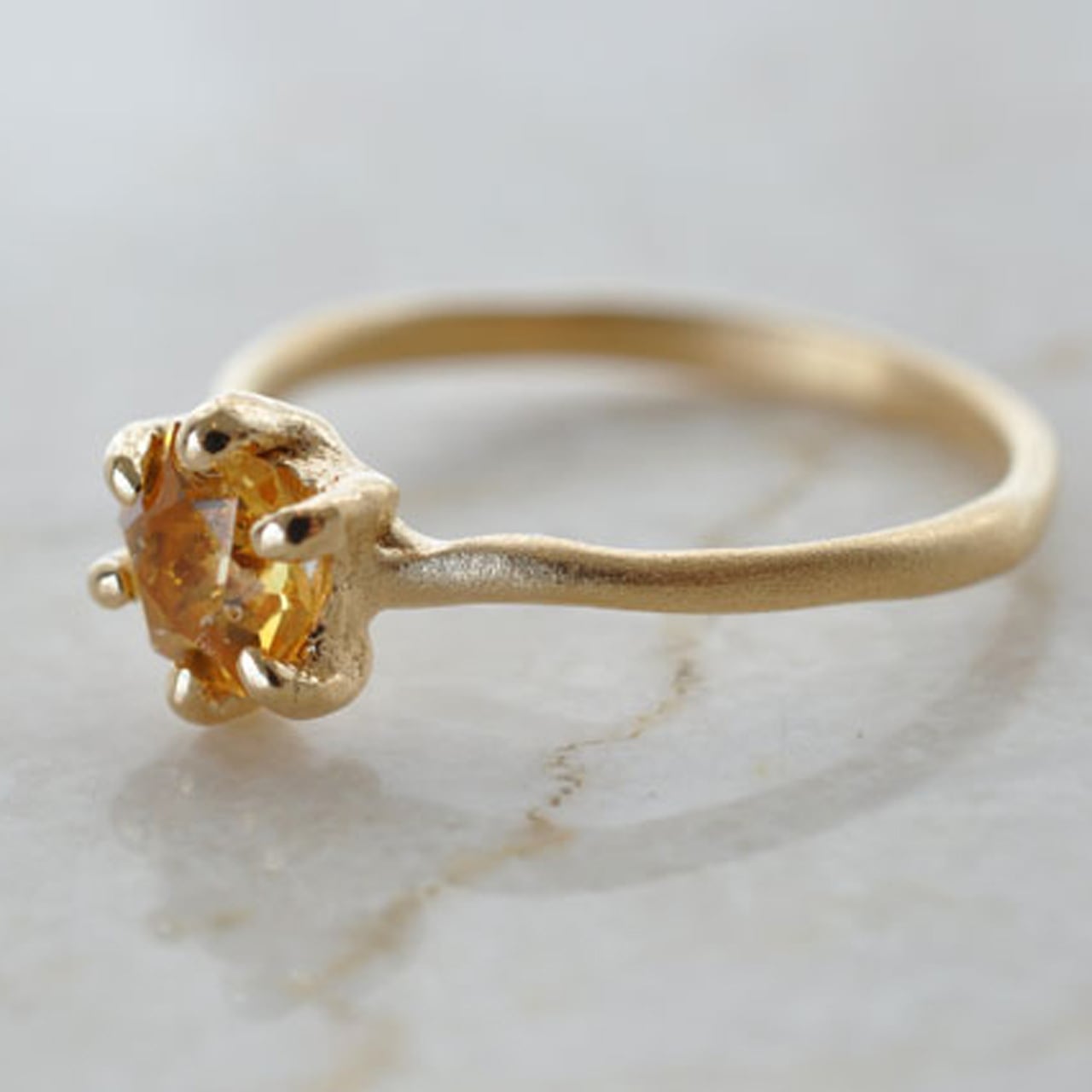 Citrine Quartz Prong Setting Ring シトリン ヘキサゴンカット リング