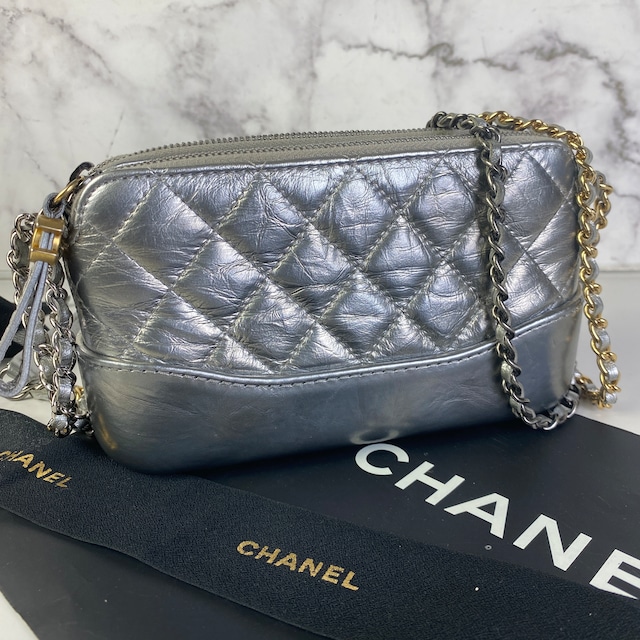 【最終処分SALE】CHANEL シャネル ココマーク レザー ショルダーバッグ シルバー A-7300