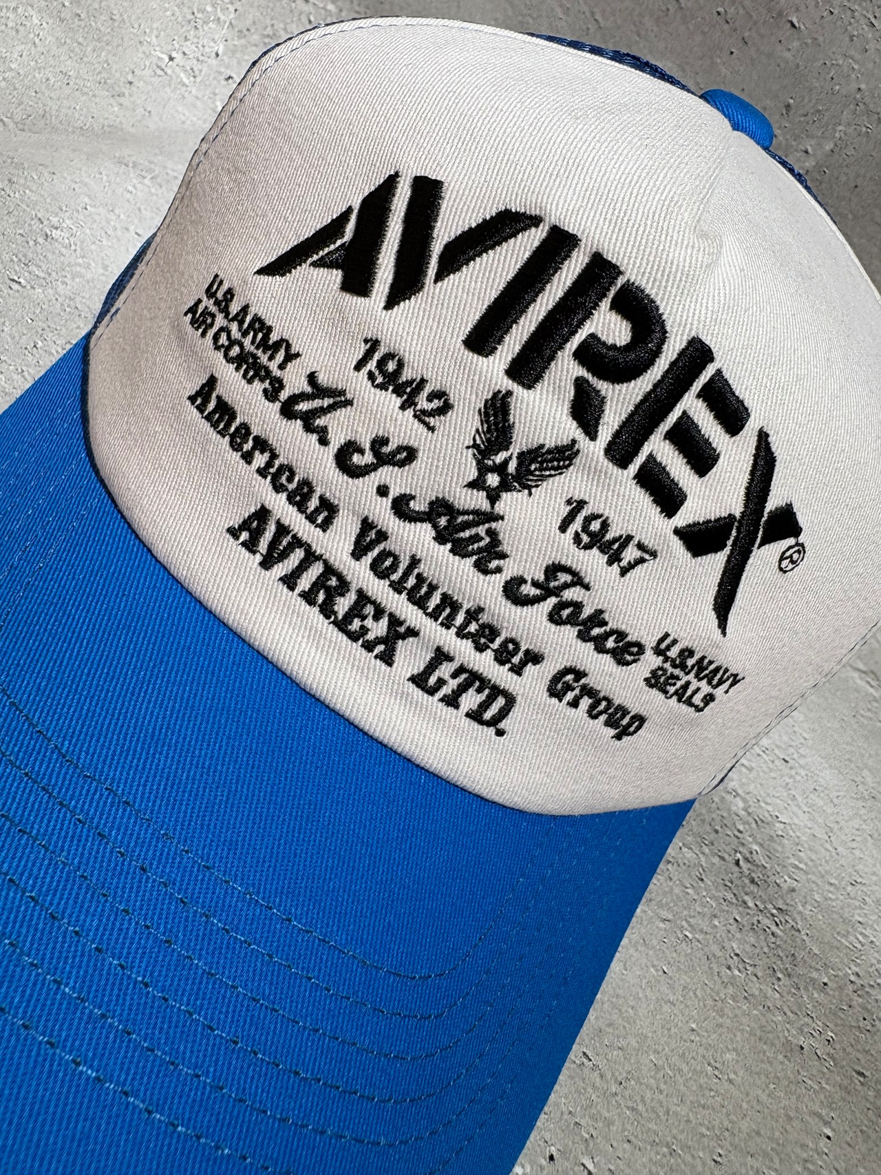 AVIREX / アヴィレックス MULTI LOGO MESH CAP  メッシュキャップ ブラック カモ ビックサイズ