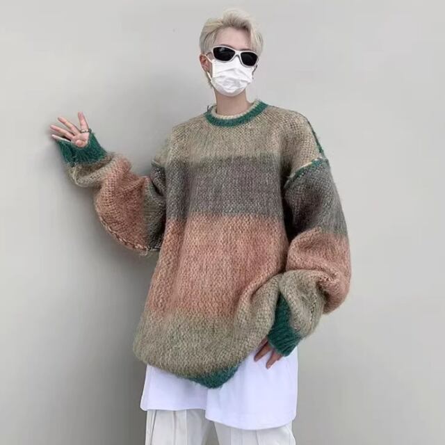 予約販売】ニット セーター オーバーサイズ グラデーション モヘア