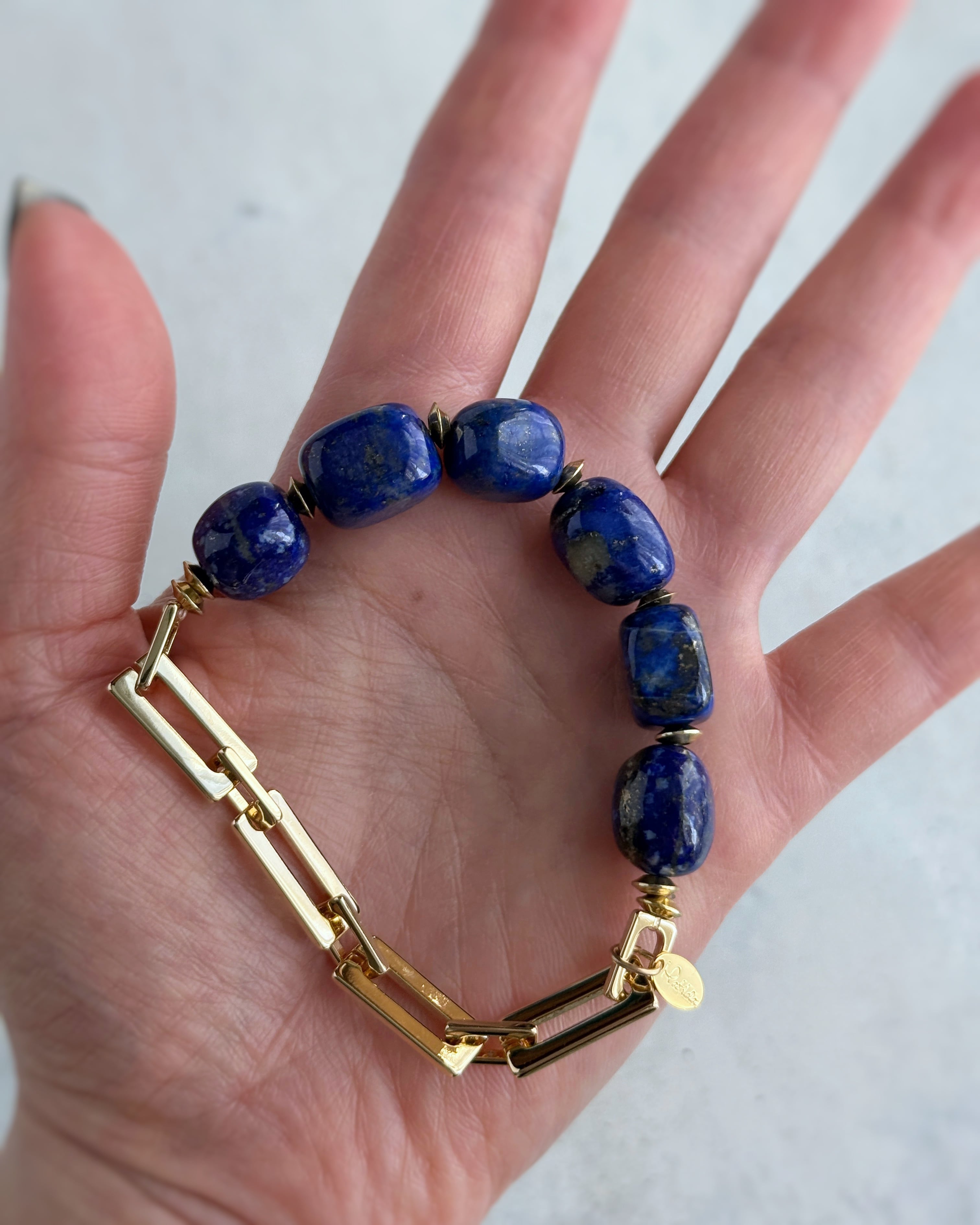 Chain & stone bracelet(ラピスラズリ)