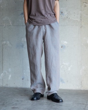 woven fabric relaxed wide silhouette linen easy trousers / From EUROPE