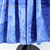 フラダンス 衣装 ワンピース ドレス ブルー系 プルメリア柄 ヤシ柄 青 華やか ハワイアン アロハ 半袖 かわいい ハワイアンプリント 花柄 ふんわり フリル