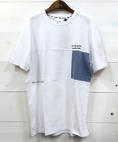 MARK GONZALES (マークゴンザレス) プリント S/S 切替 Tシャツ ホワイト 2G7-0349