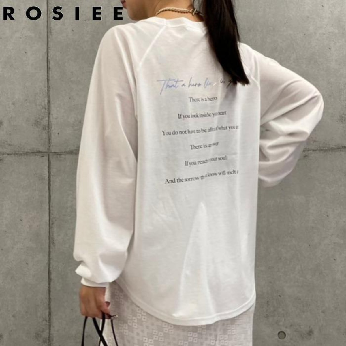 ROSIEE ラグランスリーブバックロゴロンT R080331 rosiee ロージー 白 