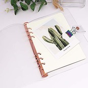 クリア A5 バインダー ローズゴールド 6個のリング ルーズリーフフォルダー 紙の追加可能 ソフトなポリ塩化ビニル ノートシェルプロテクター オーガナイザーアクセサリー (ローズゴールド A5 バインダー)