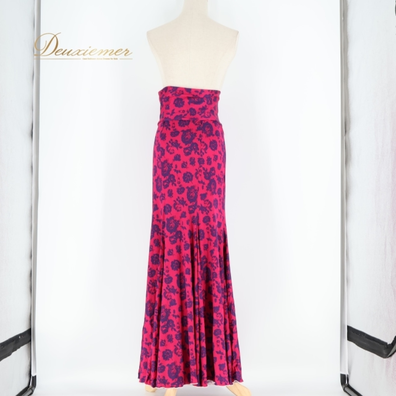 フラメンコ 衣装 ファルダ スカート 紫 ピンク 花柄 伸縮 ハイウエスト ストレッチ 青 紫 レッスン 練習着 ダンス パーティ 発表会 ピンク系 パープル系 動きやすい 華やか エレガント おしゃれ フェスティバル ステージ衣装 女性用