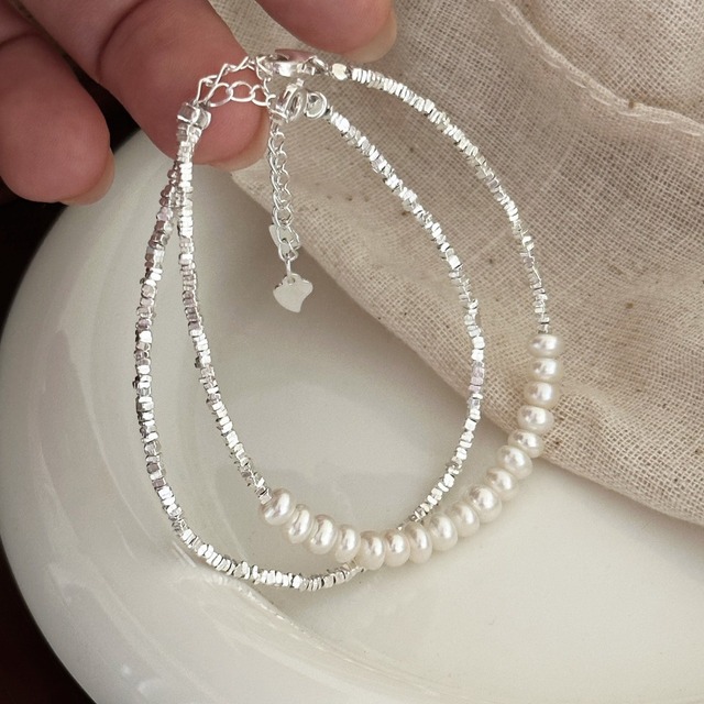 HANA大人っぽいシルバーパープルブレスレット