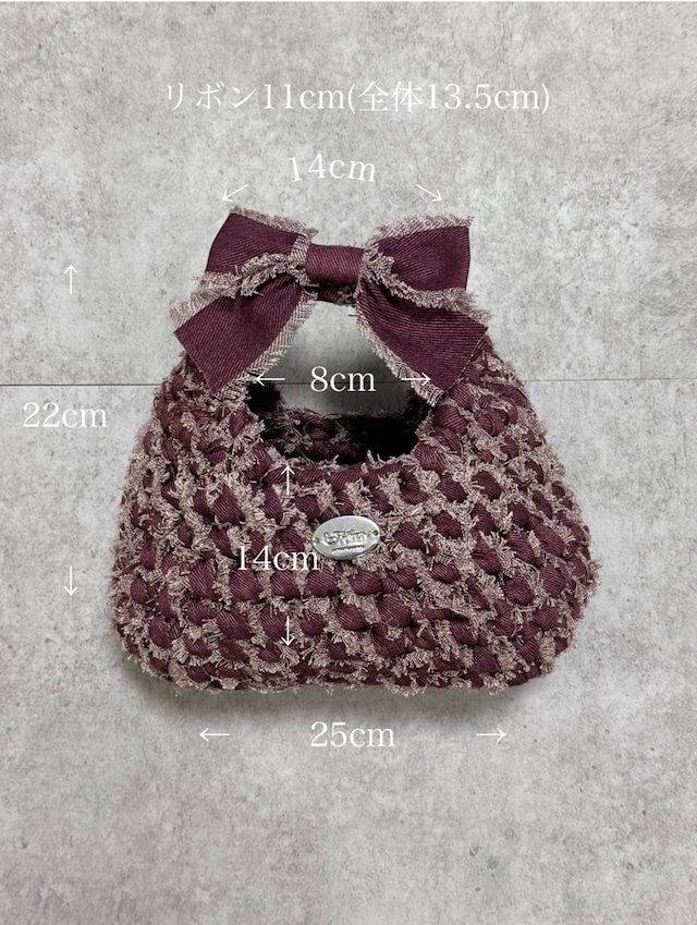 triangle denim ribbon bag medium / red