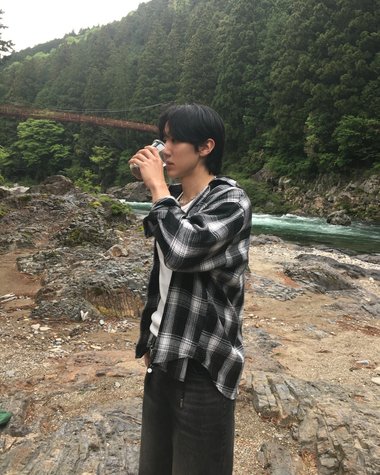 Noir Plaid Relax Check Shirt (Black) - 2