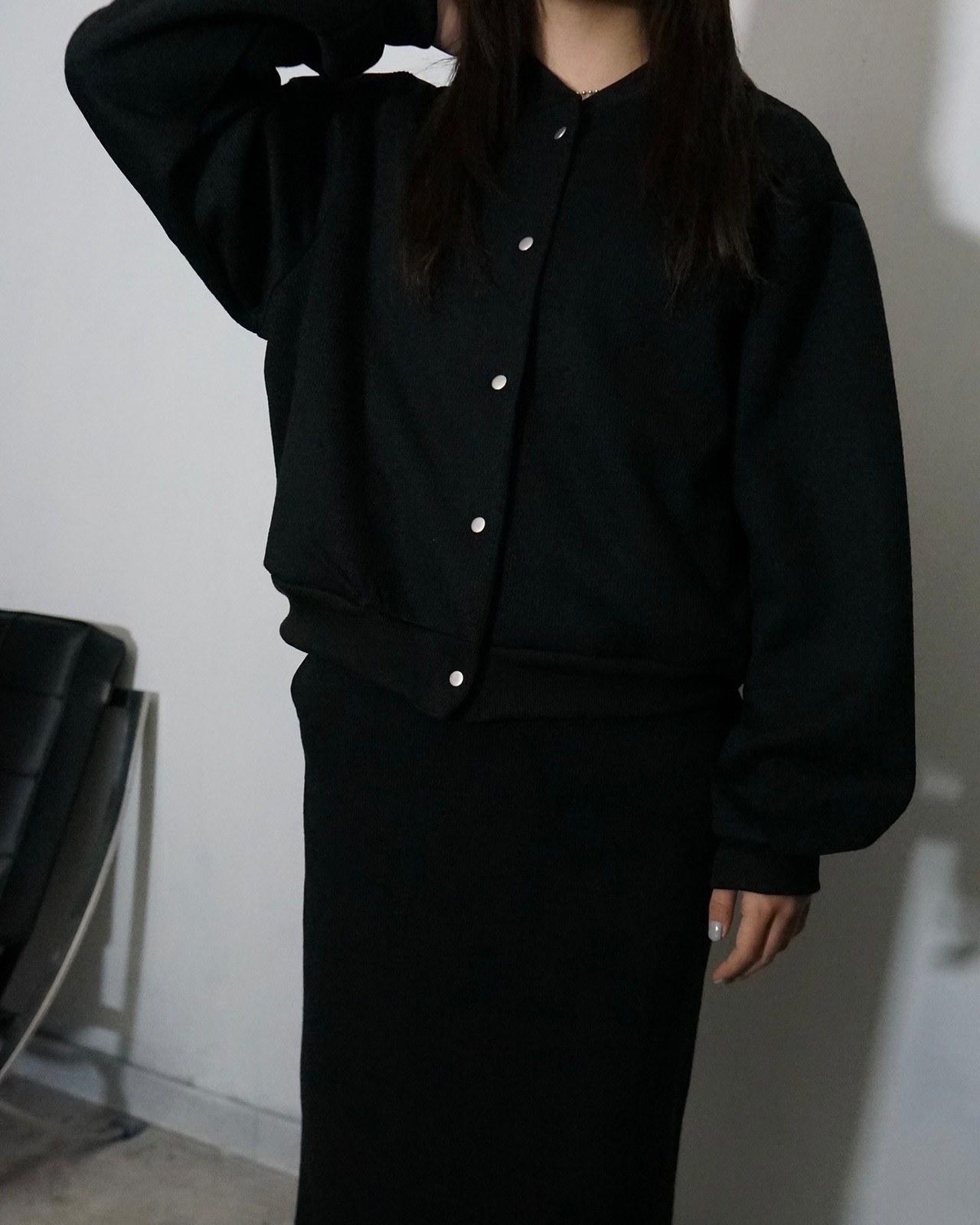 【セットアップ】ダブルフェイスストレッチSK×ダブルフェイブルゾンJK/ブラック