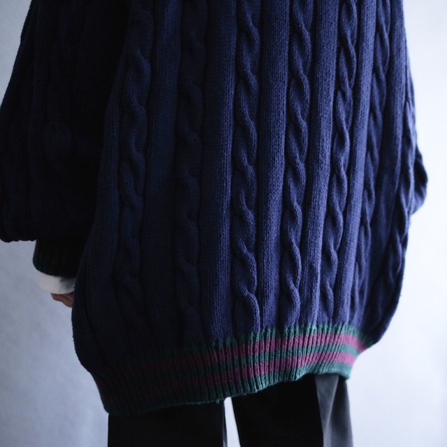 navy cable knit over size children sweater