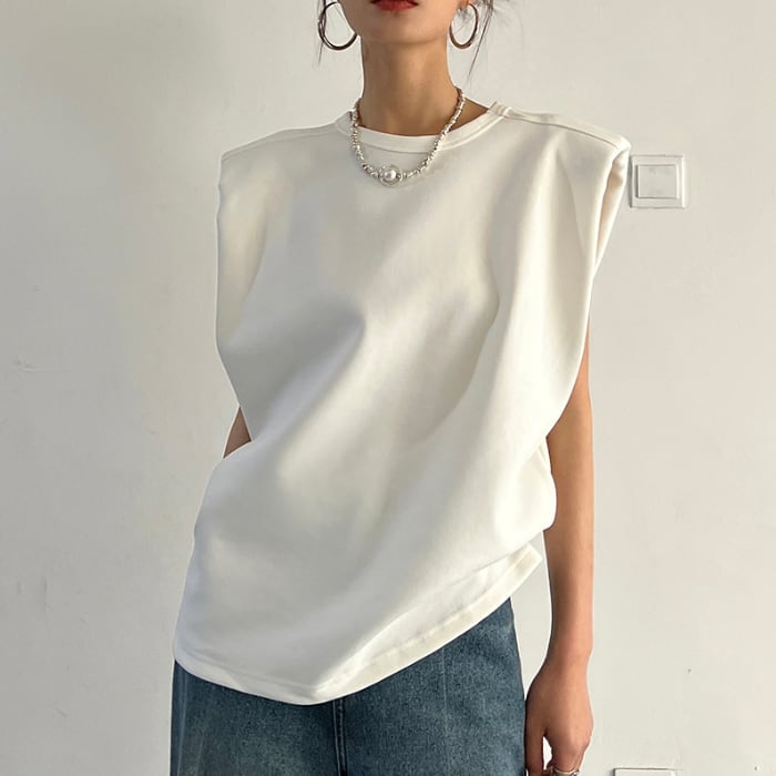 ショルダーパッド ノースリーブ トップス 2color/3412745