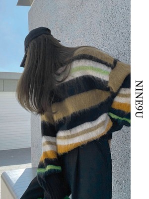 mohair border loose knit【NINE-S5791】-2/28販売終了予定-