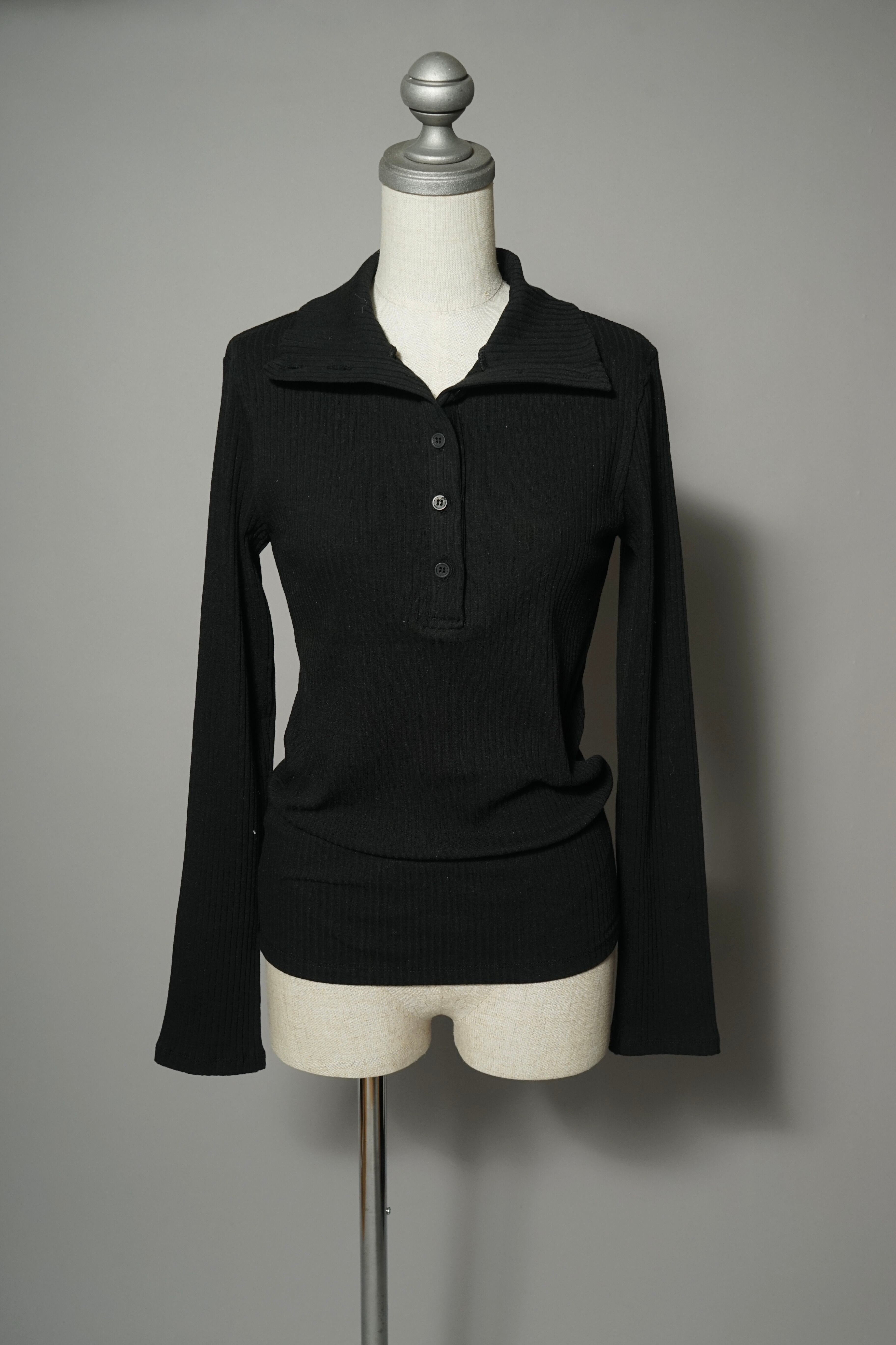 HARF BUTTON RIB TOPS (BLACK) 2402-12-801 | HELK