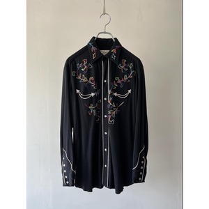 rainbow embroidery western shirt