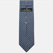 Cravatta 3 pieghe in Seta, Fantasia Concatenata, Blu Grigio - JA057083-2