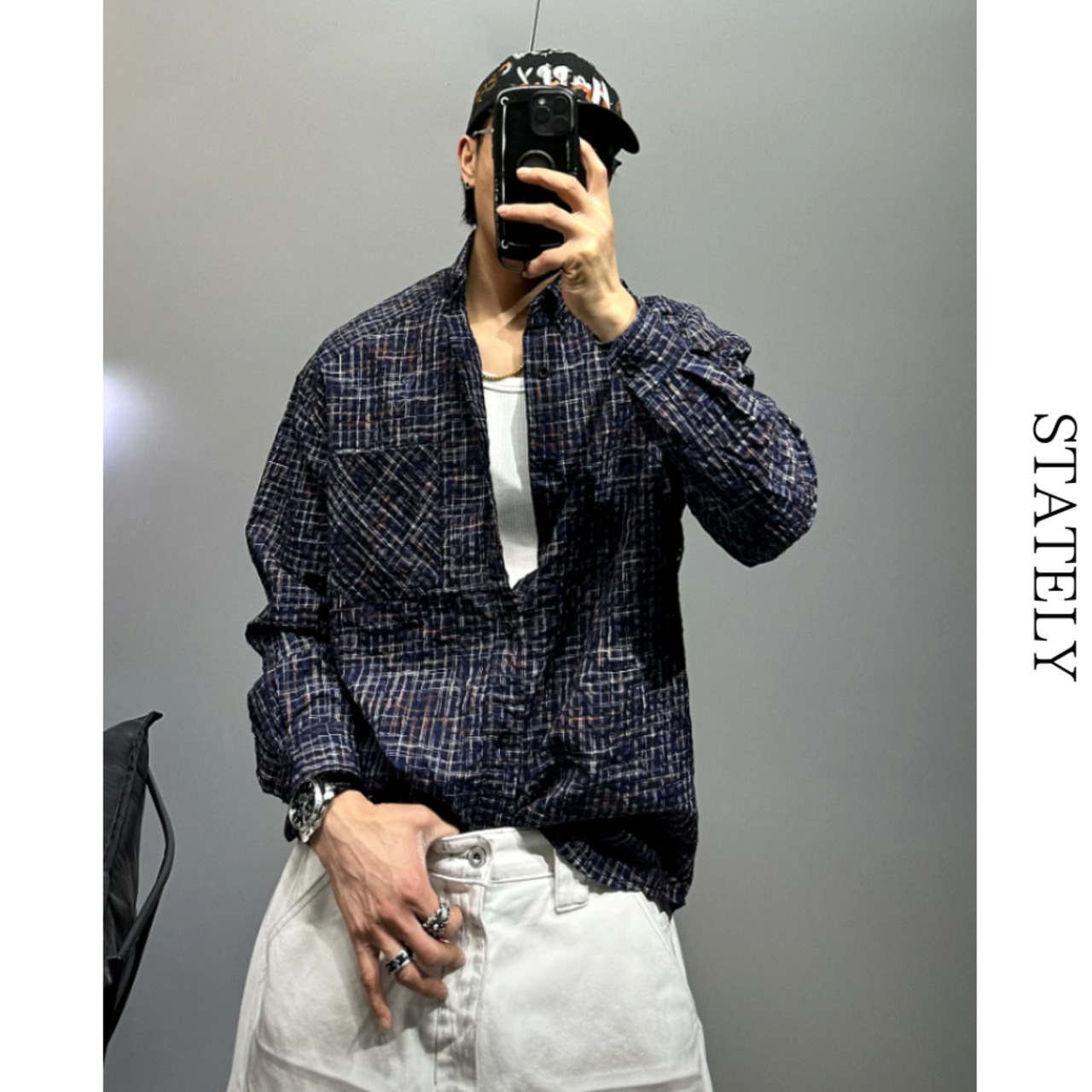 Grid Check シャツ/3color_T238・画像2