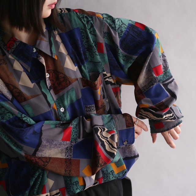 colorful art graphic l/s loose shirt