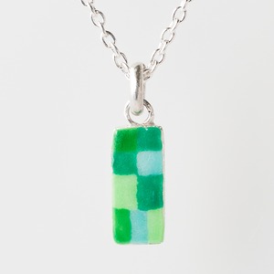 CHECK green & cyan - necklace -