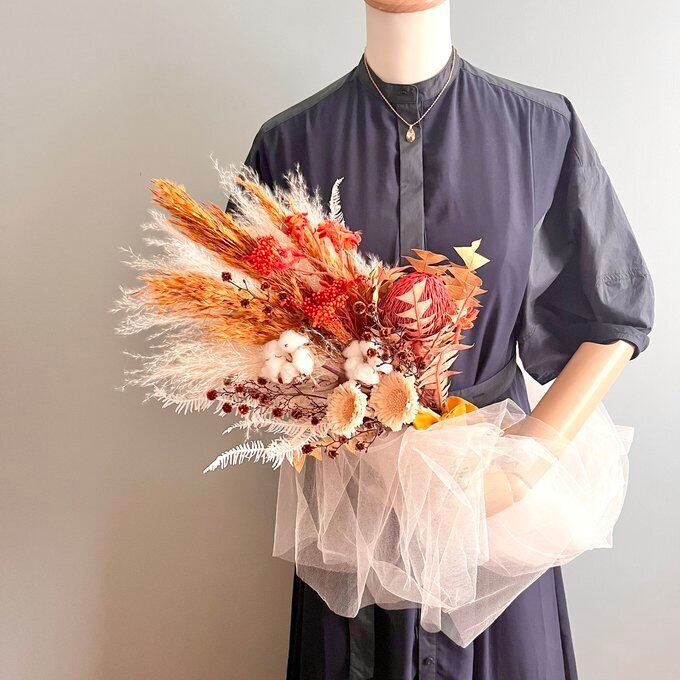 鮮やかな橙色のロングスワッグ（ブーケ） L L オレンジブーケ 鮮やかな橙色のロングスワッグ（ブーケ） L L | florist Topazos kunitachi