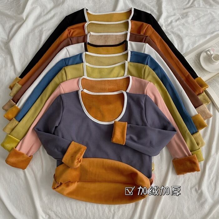 ベルベットサーマルスプリングラウンドネックシャツ Tシャツ トップス ロング 春物 Oネック YY-ファッション38743675181