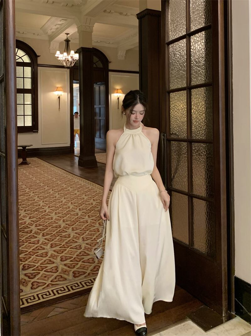 commesi studios ホルターネックトップス set】ホルターネックトップス×ワイドパンツセット M22419 | nanastyle