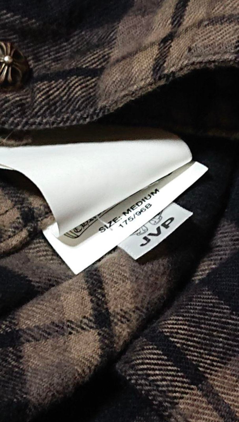 CHROME HEARTS クロムハーツ クロスパッチ付き チェックシャツ