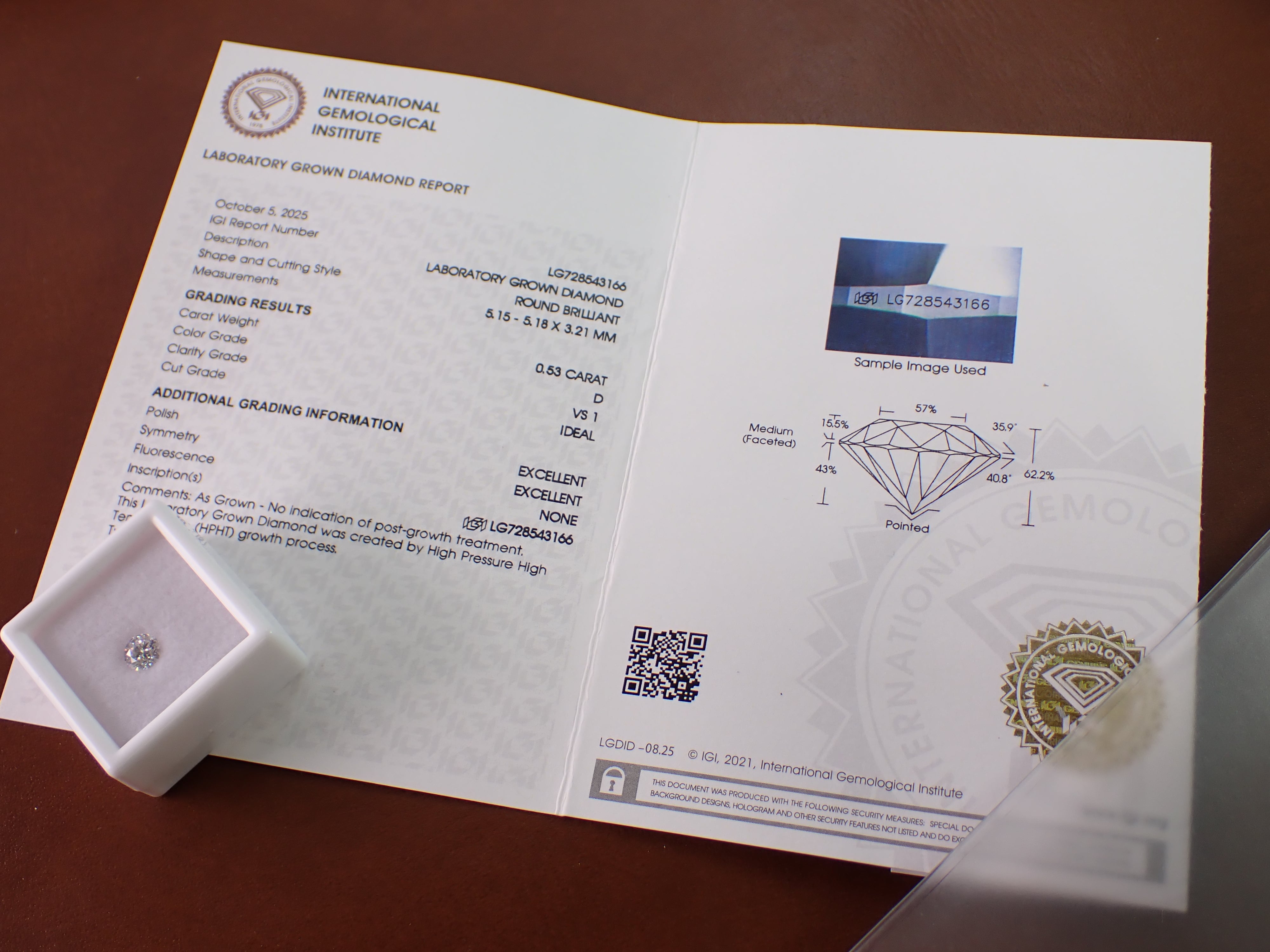 ラボグロウンダイヤモンド 0.53ct D/VS1/ID [D1‐10] | differencee