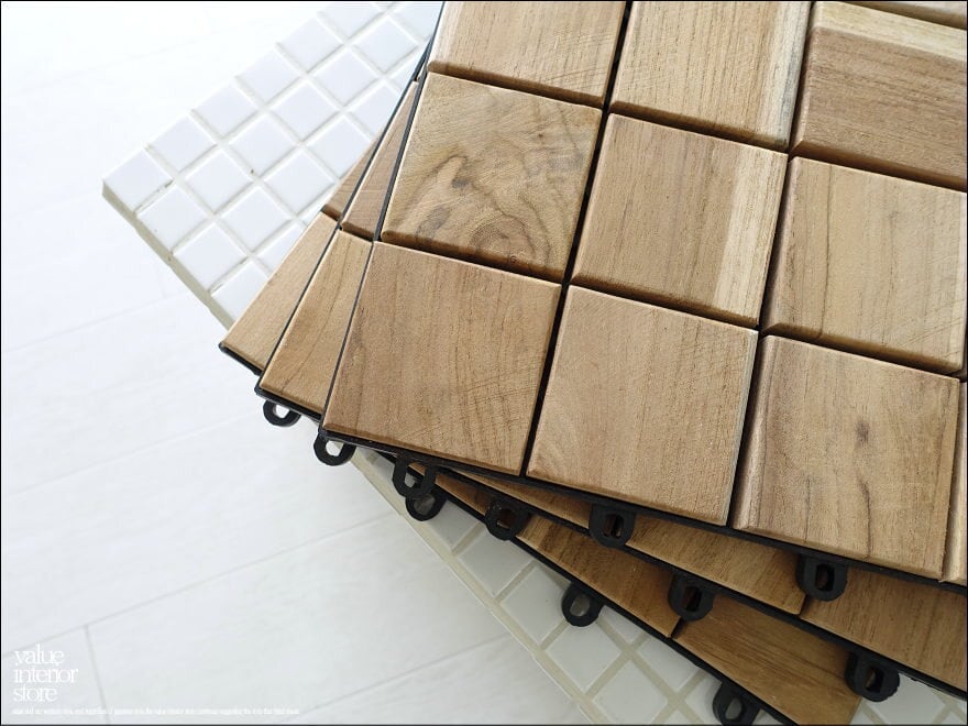 チーク無垢材 デッキマットSQ バルコニーマット デッキタイル フロア