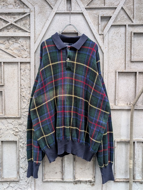 "RALPH LAUREN" check polo knit