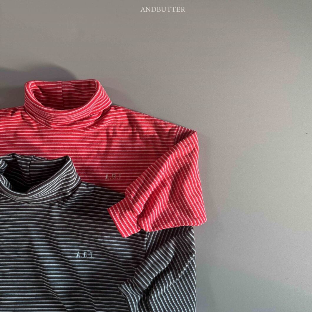 アートストライプタートルネック 【andbutter】