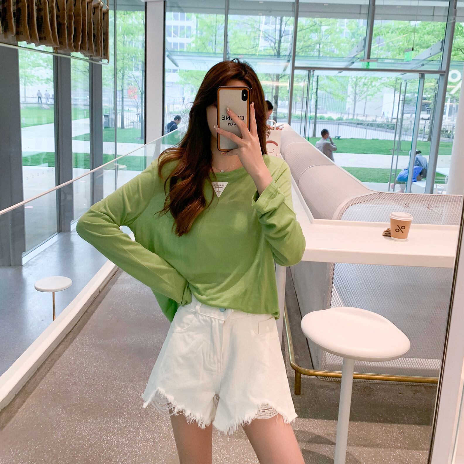 サマーTシャツ ルーズグリーントップス ロング 夏物 6Du_Shop_Women30187086877