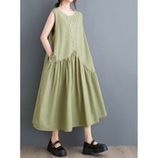 ギャザー切り替え ノースリーブ ワンピース  30104