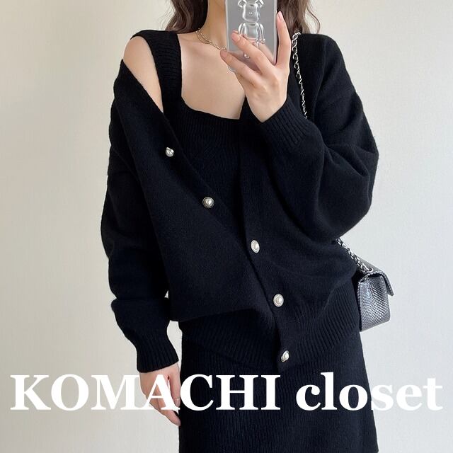 【送料無料】 ニットセットアップ カーディガン ワンピース セットアップ ニットワンピース 韓国 レディース オルチャン 2点セット ミニワンピース 黒 パールボタン ニット ブラック 茶色 グレー ブラウン 白 オフホワイト ノースリーブワンピース 細身 スクエアネック 谷間が見える 女子会 可愛い 大人可愛い きれいめ オトナ女子 秋冬 秋 冬 春 暖かい フリーサイズ 大人カラー 10代 20代 30代 40代 デート 着回し 着痩せ モテ こなれ感 抜け感 ラフ 定番