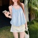 2色／ギャザーストラップバルーンキャミ ・77650