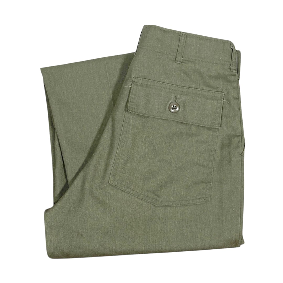 80s U.S.ARMY OG-507 ベイカーパンツ ユーティリティーパンツ IDEALジップ 米軍 ミリタリー ヴィンテージ W30相当 古着 EB0021