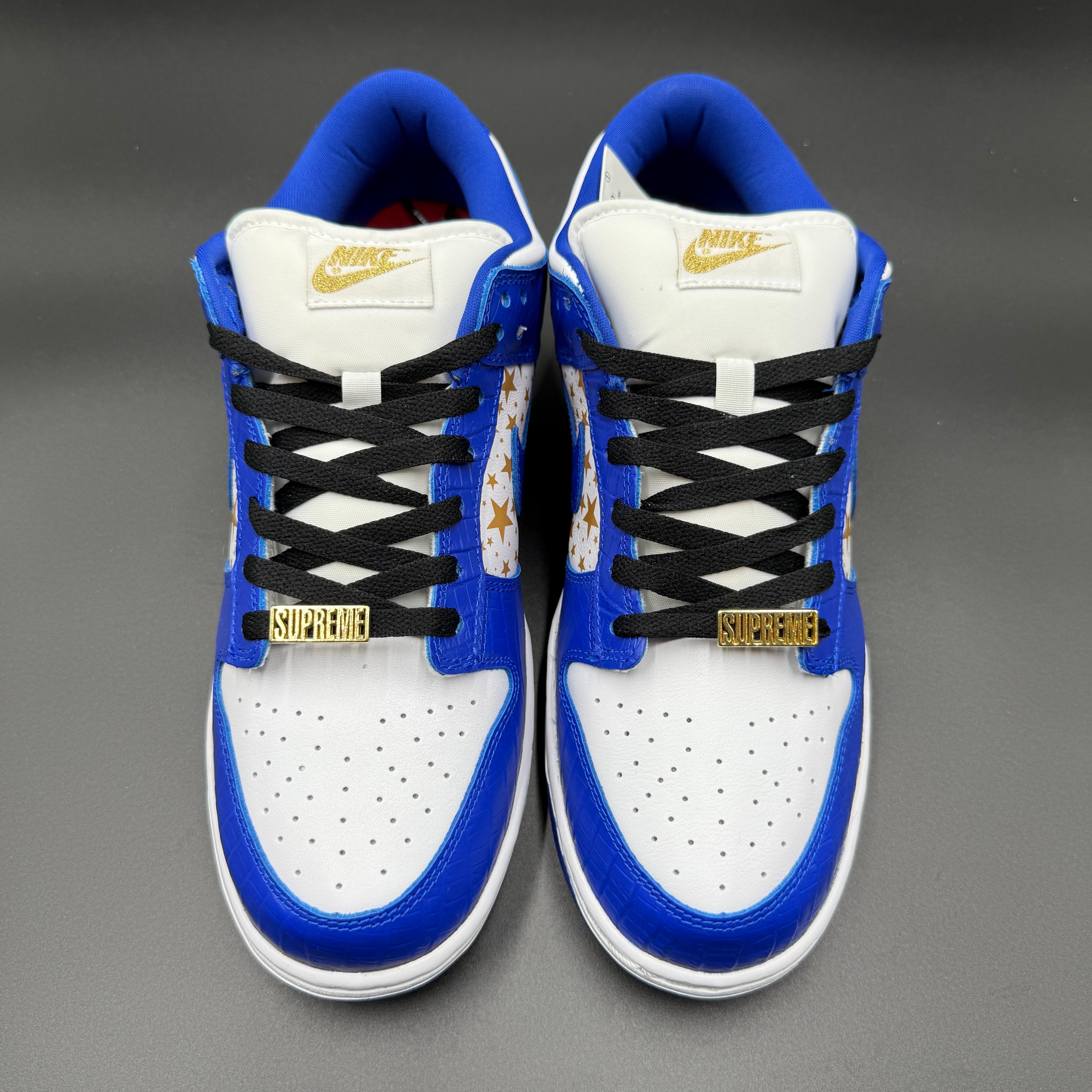 SUPREME NIKE SB DUNK LOW OG QS CROC SKIN GOLD STARS HYPER BLUE