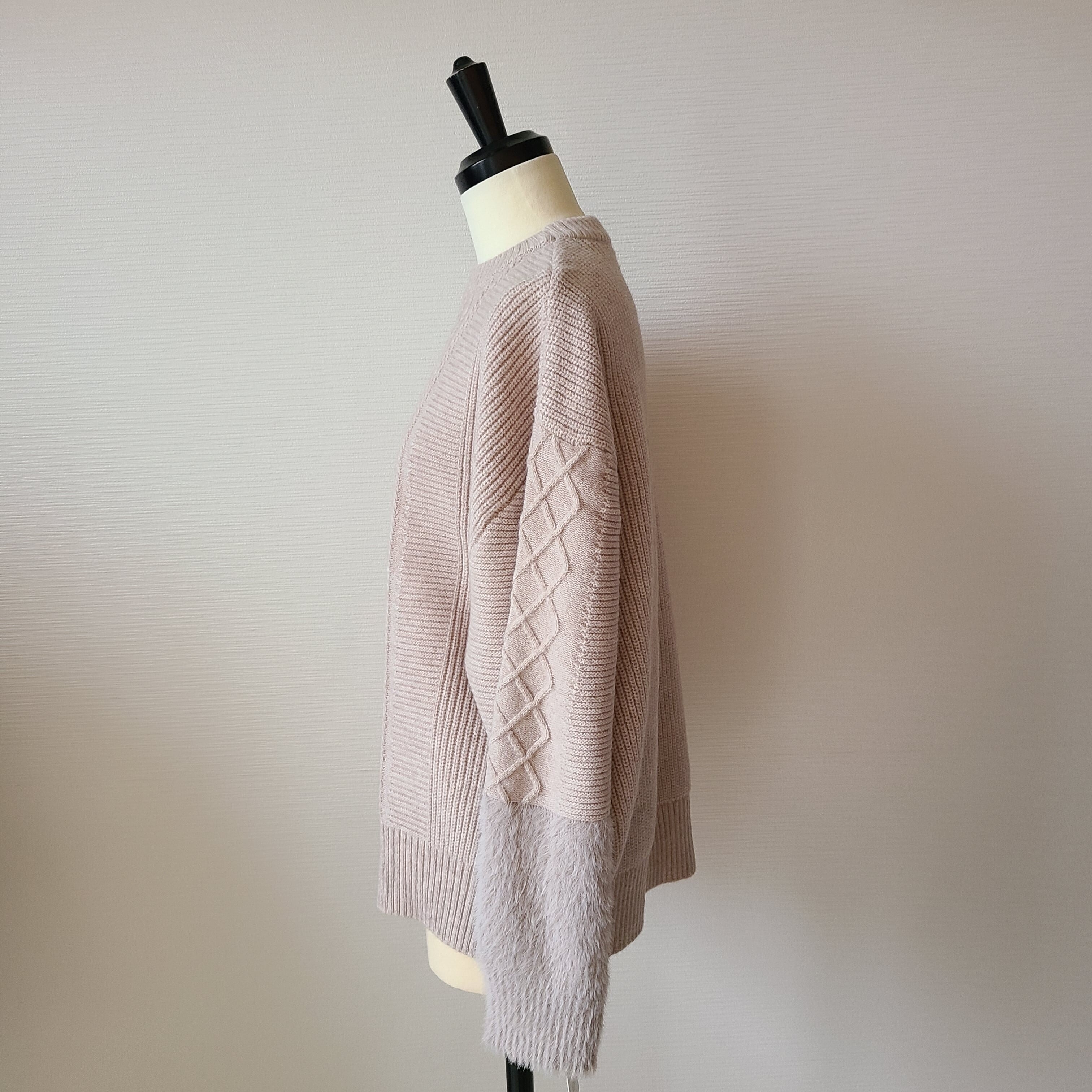 Drawer アイボリー ケーブルニット　ミンク Drawer アイボリー ケーブルニット ミンク