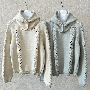 hooded lace knit J00082