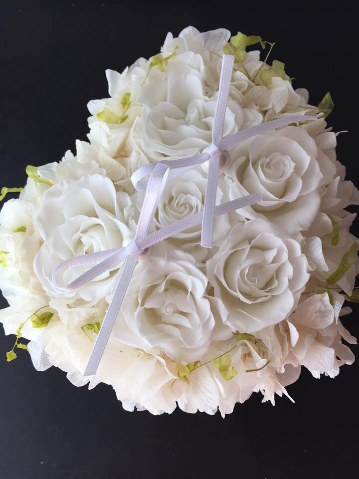 プリザーブドフラワー ハート型リングピロー 6輪 色はお選