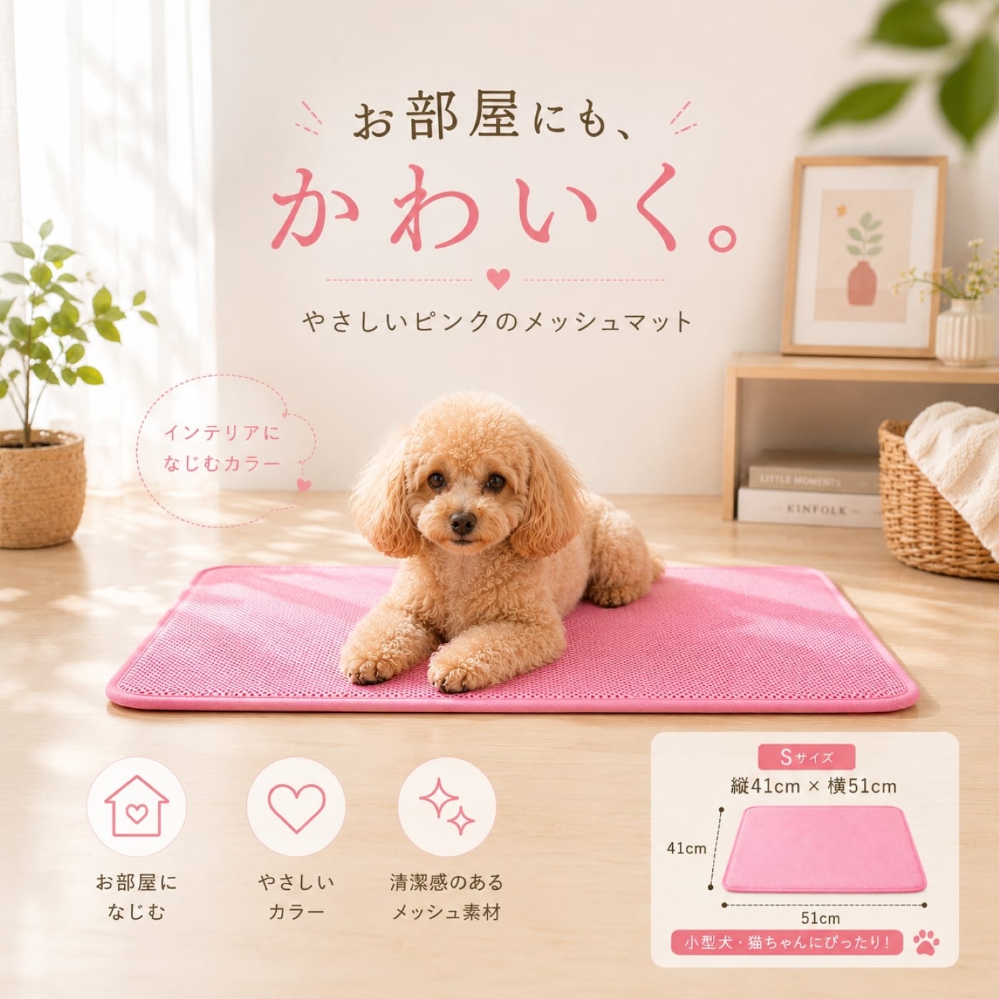 ペット用 メッシュマット Sサイズ｜縦41×横51cm 通気性 オールシーズン