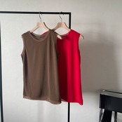 tulle neck no sleeve tank/red