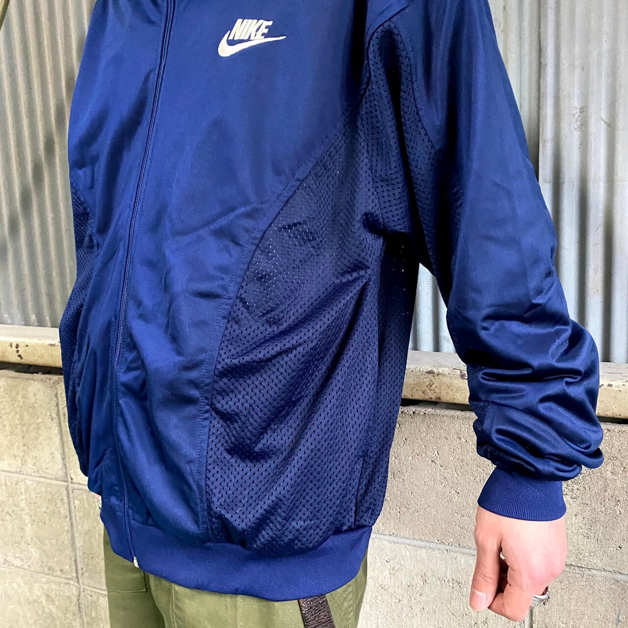 90年代 銀タグ NIKE ナイキ スウォッシュロゴ刺繍 メッシュ切り替え 