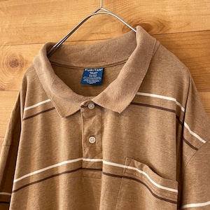 【PURITAN】ビッグサイズ ポロシャツ 2XL ボーダー 胸ポケ ピューリタン US古着 アメリカ古着